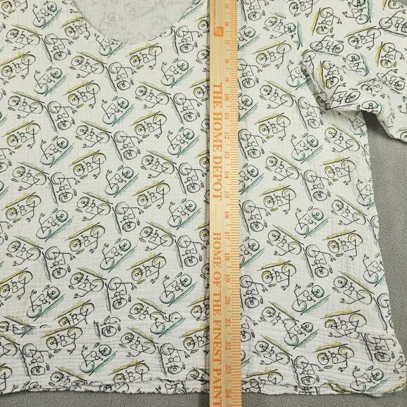 CMC Color Me Cotton Top Size XXL Bicycle Print Muslin Gauze Soft Boxy Lagenlook - Picture 9 of 9